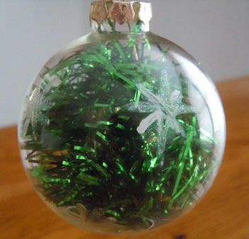 glass ball tinsel Christmas ornament craft